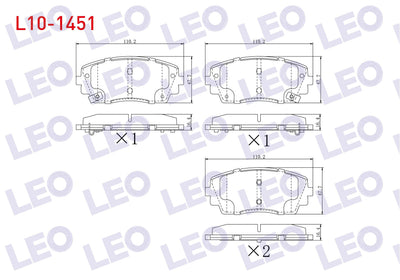 LEO L10-1451 Brake Pad Front with Wear Indicator Kia Picanto (Ta) 1.1 2011-/ Picanto (Ta) 1.25 2011 — Brake Pads