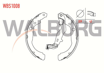 WALBURG WBS1008 Brake Shoe Rear Dacia Duster 1.5 dCi with Lever 229X42 mm 2012-/ Dacia Duster 1.6 1 — Brake Cables & Hardware