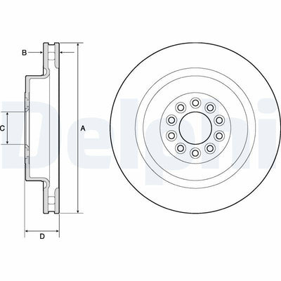 Delphi BG9182C Brake Disc (Single Pack)-Painted, Drilled — Brake Rotors & Drums