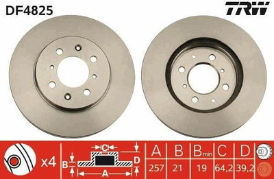 TRW DF4825 Disc Brake - Premium Ventilated Design for 04 Jazz City 1.2-1.4 — Brake Rotors & Drums