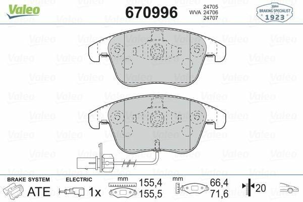 VALEO 670996 Brake Pads - Front Brake Kit for Audi A4, A5, Q5