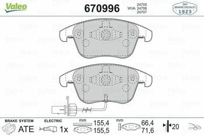 VALEO 670996 Brake Pads - Front Brake Kit for Audi A4, A5, Q5