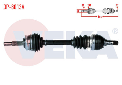 Veka OP-8013A Complete Axle Left Front Opel Corsa B 1.6i 16V ABS li 29 Outer Length 564mm 1993-200 — Axles, CV Joints & Boots