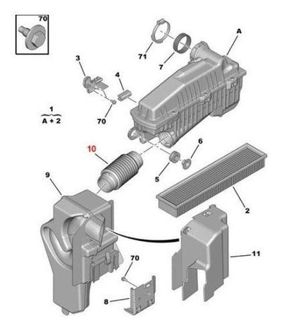 PSA 1680408480 Citroen C4 2005-2010 1.6 Gasoline 16 Valve Air Filitre Ara Pipe Genuine