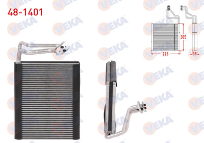 Veka 48-1401 A/C Evaporator Borulu 225X305x38 BMW 3 (F30) 2013-2018 / 1 (F20) 2011-2019 / 2 (F22) — Condensers & Evaporators