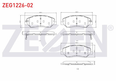 Zegen ZEG1226-02 Brake Pad Front with Wear Indicator Kia Sorento II 2.0 2.2 2009-2015 / Hyundai Santa Fe II 2.0 — Brake Pads