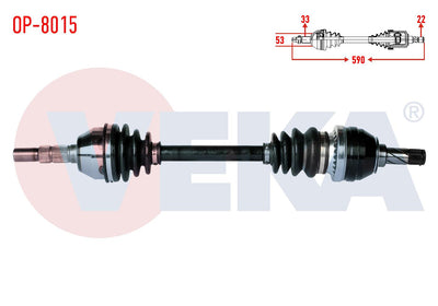 Veka OP-8015 Complete Axle Left Front Opel Astra H 1.4i Length 590mm 2004-2010