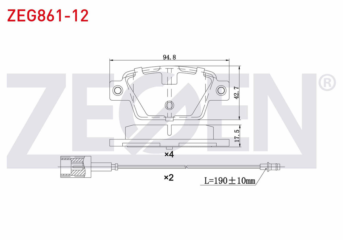 Zegen ZEG861-12 Brake Pad Rear Fiat Bravo II (198) 1.6 Mjt 2006 — Brake Pads