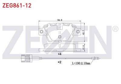 Zegen ZEG861-12 Brake Pad Rear Fiat Bravo II (198) 1.6 Mjt 2006 — Brake Pads