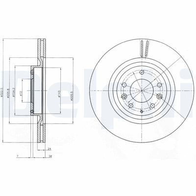 Delphi BG4028 Brake Disc (Twin Pack), Drilled — Brake Rotors & Drums