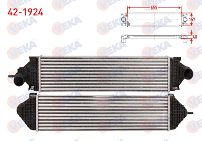 Veka 42-1924 Turbo Radiator (Intercooler) Ford C-Max II 1.6 Ecoboost 150 Hp 2010 — Radiators & Fans