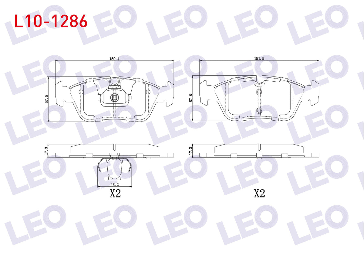 LEO L10-1286 Brake Pad Front BMW 3 Series (E36) 318 i 1990-1998 / (E36) 320 i 1990-1998 / 3 Series (E46) 316 i 1 — Brake Pads