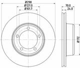 HELLA Pagid Brake Discs 8DD355103-161 - Front Brake Discs for Land Rover Defender 2.5 TD — Brake Rotors & Drums