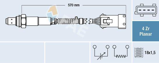 FAE Lambda Sensor 77240 For Peugeot 106, 206, 306 & Citroën C3 — Oxygen & Air-Fuel