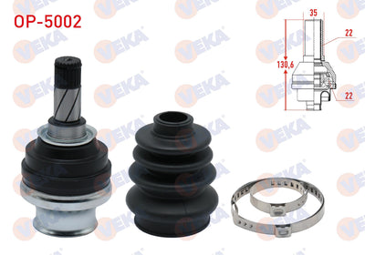 Veka OP-5002 CV Joint Left-Right Front Inner Opel Vectra A 1.4 22X22x35 Length 130,6 mm 1988-1995 — Axles, CV Joints & Boots