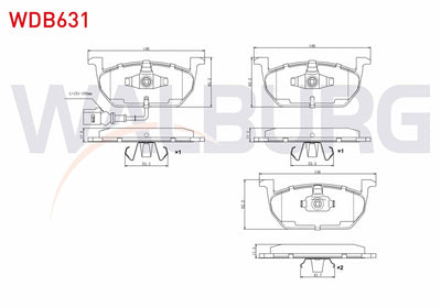 WALBURG WDB631 Brake Pad Front with Connector VW Golf VII 2012-/ Polo 2017-/ T-Cross 2017-/ Skoda Octavia 2012-/ — Brake Pads