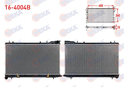 Veka 16-4004B Water Radiator Brazing Subaru Forester (Sf) 2.0 S A-T 1995-2002 — Radiators & Fans
