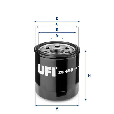 Ufi 23.452.00 Hyundai Atos Mzd 2-3 323 626 Nis Primera Note Qashqai Oil Filter — Oil Filters