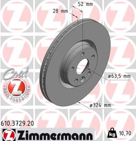 Volvo XC60 2008-2017 Models Brake Disc Set ZIMMERMAN Brand Set — Auto Parts Hall, Brake Rotors & Drums
