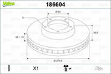 VALEO 186604 Front Brake Disc — Brake Rotors & Drums