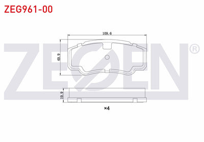 Zegen ZEG961-00 Brake Pad Rear Fiat Ducato (244) 2.8 TDI 2002-2006 / Ducato 2.3 JTD 2002-2006 / Ducato 2.8 D 200 — Brake Pads