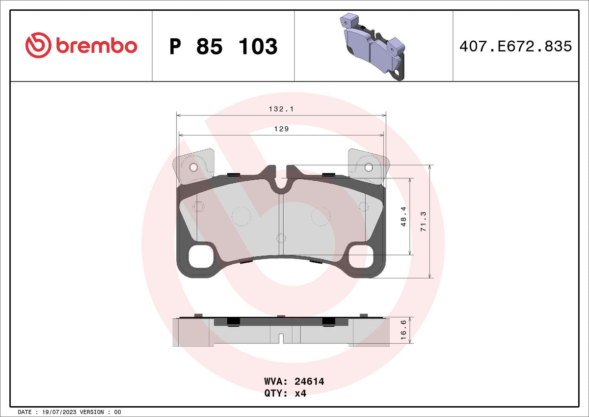 Brembo P85103 Brake Pad Rear Low-Met Audi — Brake Pads