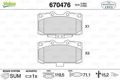 VALEO 670476 — Brake Pads
