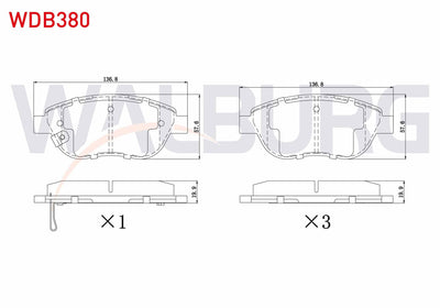 WALBURG WDB380 Brake Pad Front with Wear Indicator Opel Corsa D — Brake Pads