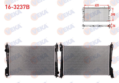 Veka 16-3237B Water Radiator Brazing Opel Corsa D 1.3 CDTi 75 Hp A-T / M-T 2006-2014 — Radiators & Fans
