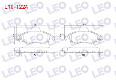 LEO L10-1224 Brake Pad Front with Wear Indicator Ford Escort VII 1.3 1995-1999 / Escort VII 1.4 1995-1999 / Esco — Brake Pads