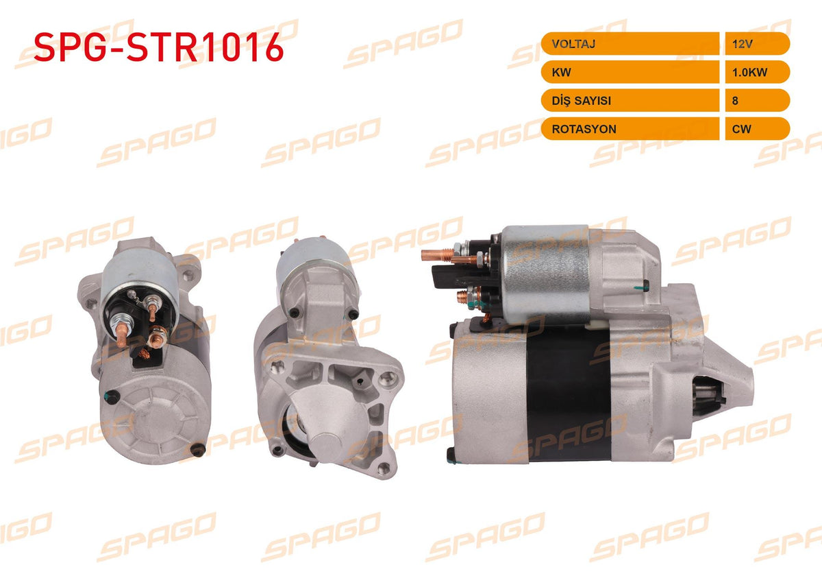 SPAGO SPG-STR1016 Starter Motor 12V 1.0Kw 8 Outer Cw (Str3230) Clio I II-Megane I II-Laguna II (1.4 1.6 — Starting & Charging