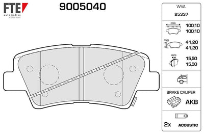 Fte 9005040 Rear Brake Pad Hyundai Accent Blue 11-> Elantra 11-> I40 11-> i30 11-> Optima 11-15 Rio 11-> Cee — Brake Pads