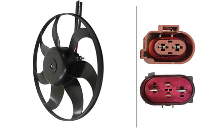 Hella 8EW366420-141 Fan Motor + with Shroud Kit (Large Olan 300W 363mm) Caddy 04 > 11 Eos 06 > 11 — Motors, Pumps & Antennas