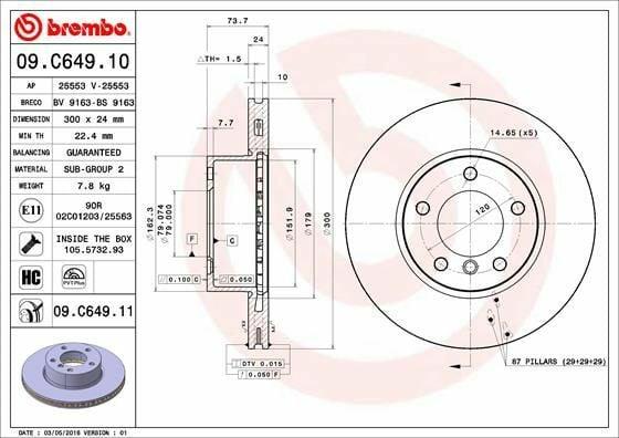 BREMBO Brake Discs for BMW E-90 3.20D - Front Coated Discs — Brake Rotors & Drums