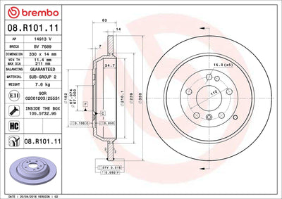 Brembo 08R10111 *2 Brake Disc Rear Ml-Class W164 05 > 11 R-Class W251 06 > 12 — Brake Rotors & Drums