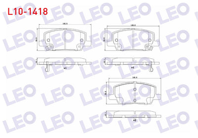 LEO L10-1418 Brake Pad Front with Wear Indicator Opel Mokka 1.4-1.6-1.6 CDTi 2012-/ Mokka X 1.6 CDTi 2012 — Brake Pads