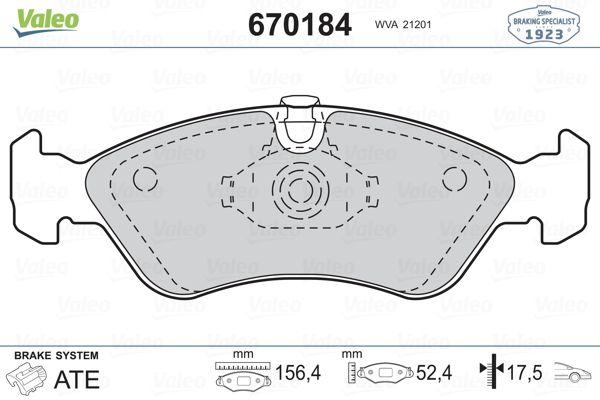 Valeo 670184 Brake Pad Front Opel Astra F / Vectra A-B / Omega A / Kadett E 91-02 — Brake Pads
