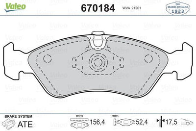 Valeo 670184 Brake Pad Front Opel Astra F / Vectra A-B / Omega A / Kadett E 91-02 — Brake Pads