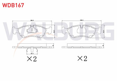 WALBURG WDB167 Brake Pad Front Opel Vectra B 1.6i 1995-2003 / Vectra B 1.8i 16V 1995-2003 / Vectra B 2.0 DTi 199 — Brake Pads