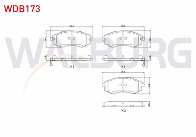 WALBURG WDB173 Brake Pad Front with Wear Indicator Hyundai Elantra I-II 1.5 1990-2000 / 1.6i 16V 1990-2000 / Son — Brake Pads