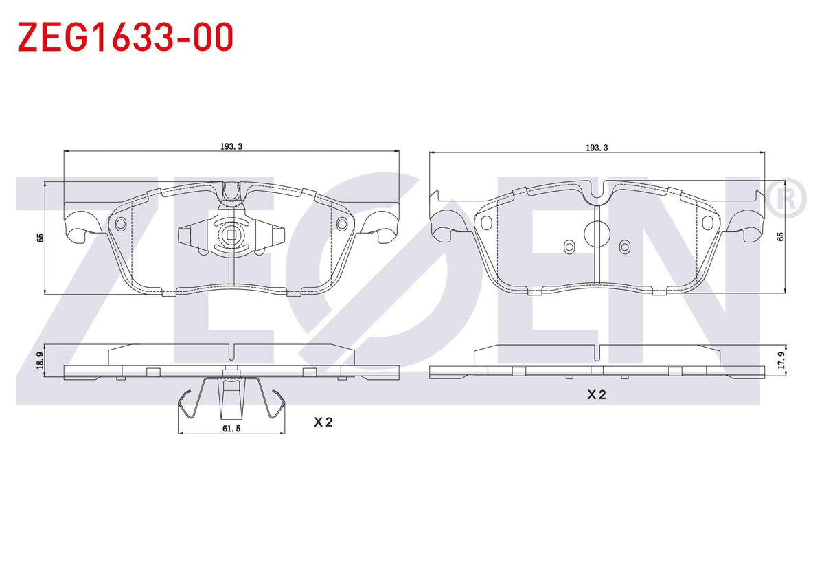 Zegen ZEG1633-00 Brake Pad Front Land Rover Discovery Sport (Lc) 2.0 Td4 2014-/ Sport (Lc) 2.0 Si4 2014-/ Evoque — Brake Pads