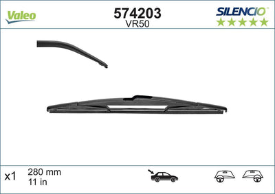 Valeo 574203 Silencio Vr50 (X1) (280 mm) (Rear) Renault Espace V (Jr_) Peugeot 3008 Suv (M_) Renault Sc