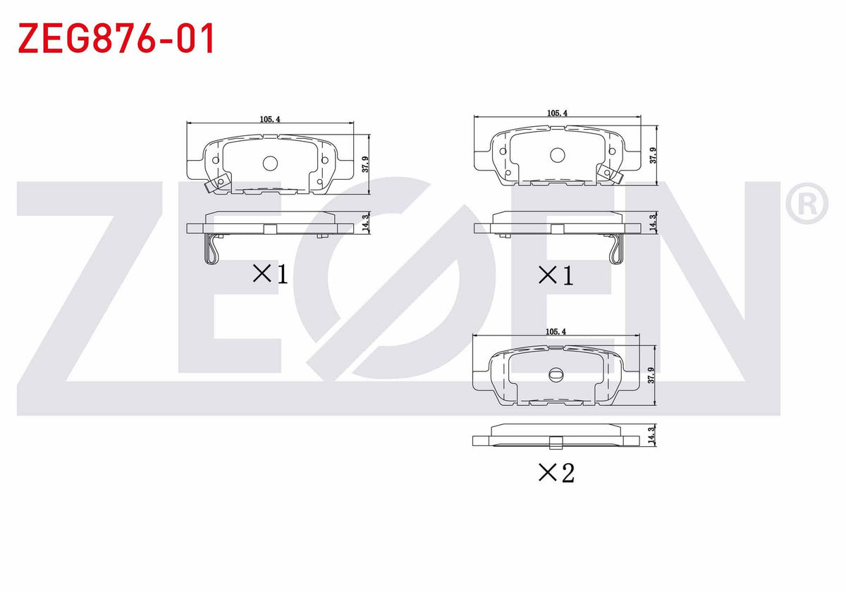 Zegen ZEG876-01 Brake Pad Rear Nissan Qashqai 1.5 dCi 2007-2014 / Qashqai 1.6i 2007-2014 / Qashqai 2.0 dCi 2007 — Brake Pads