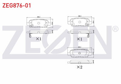 Zegen ZEG876-01 Brake Pad Rear Nissan Qashqai 1.5 dCi 2007-2014 / Qashqai 1.6i 2007-2014 / Qashqai 2.0 dCi 2007 — Brake Pads