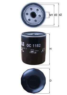 Mahle OC1182 Oil Filter Mazda CX-3/3 BN 1.5D 16-18 6 GG/GH 2.0 02-12