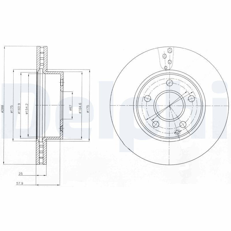 Delphi BG4227C Disc Brake - Ventilated Design, 5 Holes — Brake Rotors & Drums