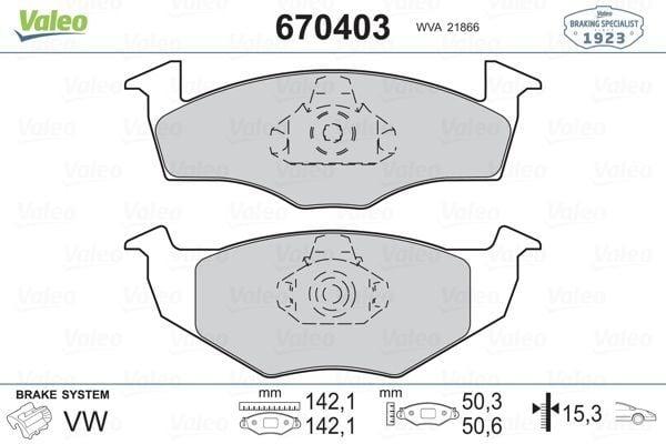 VALEO 670403 Front Brake Pads - Precision Fit for Volkswagen Cars
