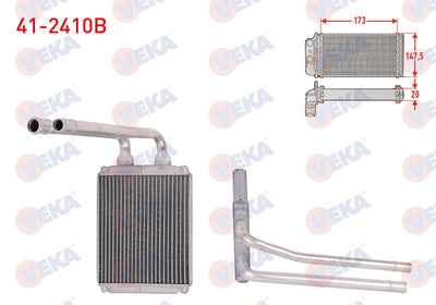 Veka 41-2410B Heater Core Brazing Kia Picanto (Sa) 1.0-1.1-1.1 CRDi 2004 — Heater & Blower