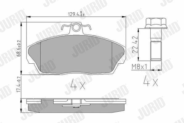 jurid 573203j brake pads for freelander i, jurid brake pads specifications, packaging of jurid brake pads JURID 573203J Brake Pads - Premium Quality for Freelander I 1.8 16 / 2.0 | 2.17 lb JURID 573203J Brake Pads for Freelander I jurid, brake-pads, freelander, car-repair, mechanics, car-owners, automotive, high-performance, ai-generated, braking-system