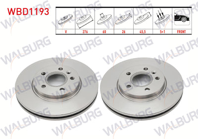 WALBURG WBD1193 Brake Disc Front Air 5 Bjn 276X26x60x45 — Brake Rotors & Drums